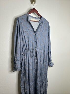 Jen's Pirates Booty 100% Rayon Floral Long Sleeve Lagenlook Maxi Dress Large